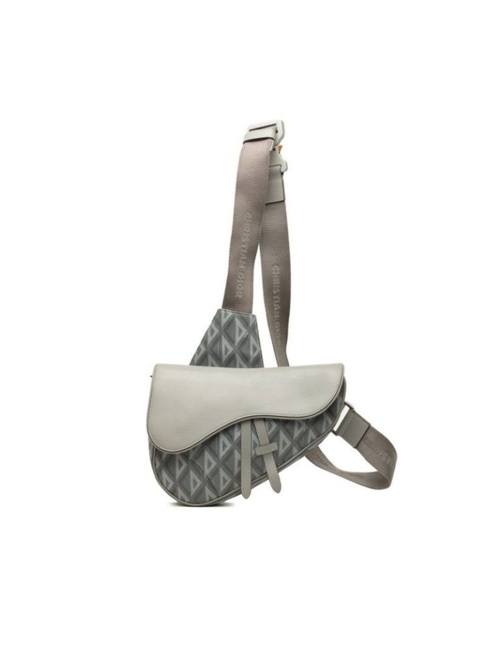 Dior CD Diamond Saddle Belt Bag Gray Leather